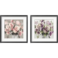 Framed 'Peach & Purple Bouquet 2 Piece Framed Art Print Set' border=