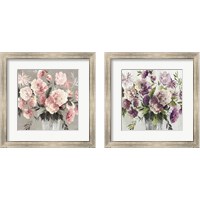 Framed 'Peach & Purple Bouquet 2 Piece Framed Art Print Set' border=