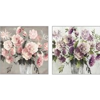Framed 'Peach & Purple Bouquet 2 Piece Art Print Set' border=