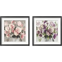 Framed 'Peach & Purple Bouquet 2 Piece Framed Art Print Set' border=