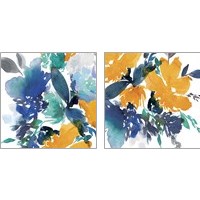 Framed 'Indigo Flower 2 Piece Art Print Set' border=
