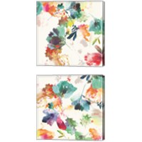 Framed 'Glitchy Floral 2 Piece Canvas Print Set' border=