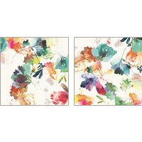 Framed 'Glitchy Floral 2 Piece Art Print Set' border=