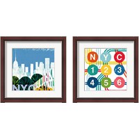 Framed 'New York City Life NYC 2 Piece Framed Art Print Set' border=