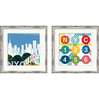 Framed 'New York City Life NYC 2 Piece Framed Art Print Set' border=