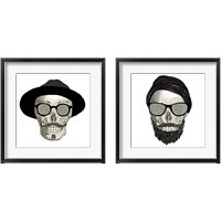 Framed 'Hipster Skull 2 Piece Framed Art Print Set' border=