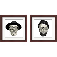 Framed 'Hipster Skull 2 Piece Framed Art Print Set' border=