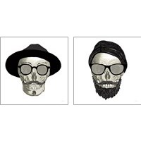 Framed 'Hipster Skull 2 Piece Art Print Set' border=