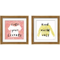 Framed 'Laundry Rules 2 Piece Framed Art Print Set' border=