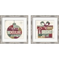 Framed 'Christmas Signs 2 Piece Framed Art Print Set' border=