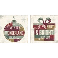 Framed 'Christmas Signs 2 Piece Art Print Set' border=