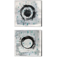 Framed 'Zen Circle with Teal 2 Piece Canvas Print Set' border=