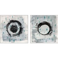 Framed 'Zen Circle with Teal 2 Piece Art Print Set' border=