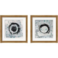 Framed 'Zen Circle with Teal 2 Piece Framed Art Print Set' border=