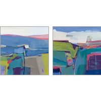 Framed 'Clear Day 7 Hill Side Bright 2 Piece Art Print Set' border=