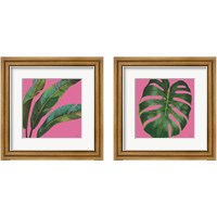 Framed 'Welcome to Paradise on Pink 2 Piece Framed Art Print Set' border=
