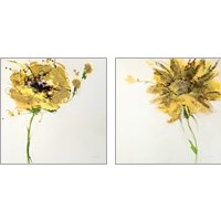Framed 'Yellow Flower on White 2 Piece Art Print Set' border=