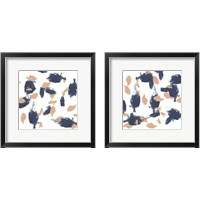 Framed 'Blueberry & Peach Strokes 2 Piece Framed Art Print Set' border=