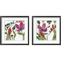 Framed 'Vivid Flowers 2 Piece Framed Art Print Set' border=