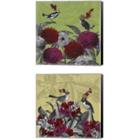Framed 'Blooming Birds Florals 2 Piece Canvas Print Set' border=