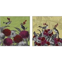Framed 'Blooming Birds Florals 2 Piece Art Print Set' border=