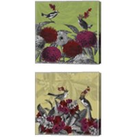 Framed 'Blooming Birds Florals 2 Piece Canvas Print Set' border=