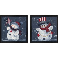 Framed Americana Snowman 2 Piece Framed Art Print Set
