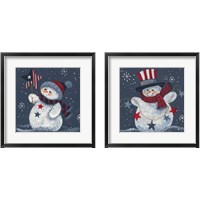 Framed 'Americana Snowman 2 Piece Framed Art Print Set' border=