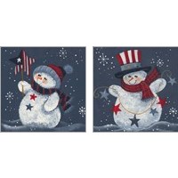 Framed 'Americana Snowman 2 Piece Art Print Set' border=