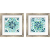 Framed Garden Getaway Tile Teal 2 Piece Framed Art Print Set