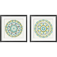 Framed 'Lakai Circle Blue and Yellow 2 Piece Framed Art Print Set' border=
