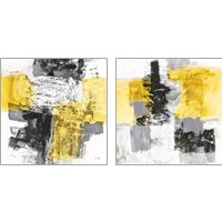 Framed 'Action Yellow and Black 2 Piece Art Print Set' border=