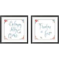 Framed 'Spirit Stallion Blush and Teal 2 Piece Framed Art Print Set' border=