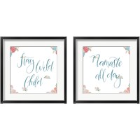 Framed 'Spirit Stallion Blush and Teal 2 Piece Framed Art Print Set' border=