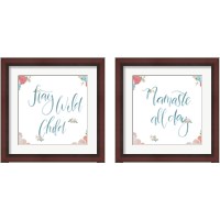 Framed 'Spirit Stallion Blush and Teal 2 Piece Framed Art Print Set' border=