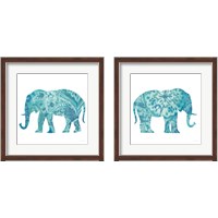 Framed 'Boho Teal Elephant 2 Piece Framed Art Print Set' border=