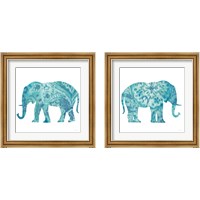 Framed Boho Teal Elephant 2 Piece Framed Art Print Set