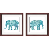 Framed Boho Teal Elephant 2 Piece Framed Art Print Set