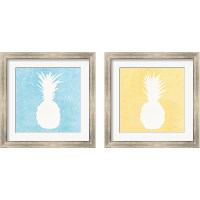 Framed 'Tropical Fun Pineapple Silhouette 2 Piece Framed Art Print Set' border=