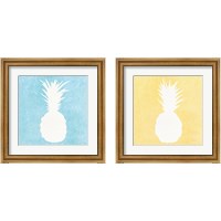 Framed Tropical Fun Pineapple Silhouette 2 Piece Framed Art Print Set