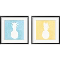 Framed 'Tropical Fun Pineapple Silhouette 2 Piece Framed Art Print Set' border=