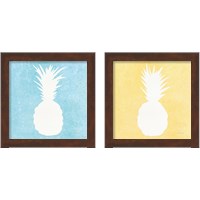 Framed 'Tropical Fun Pineapple Silhouette 2 Piece Framed Art Print Set' border=