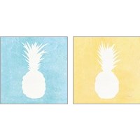Framed 'Tropical Fun Pineapple Silhouette 2 Piece Art Print Set' border=