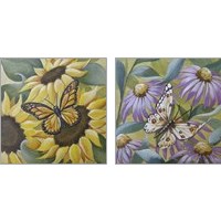 Framed 'Large Butterfly & Flower 2 Piece Art Print Set' border=