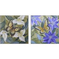 Framed 'Large Butterfly & Flower 2 Piece Art Print Set' border=