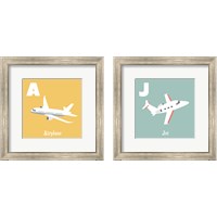 Framed 'Transportation Alphabet 2 Piece Framed Art Print Set' border=