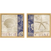Framed 'White Sand Blue Sea 2 Piece Framed Art Print Set' border=