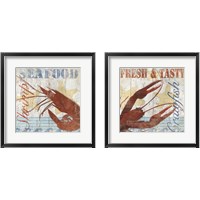 Framed 'Seafood  2 Piece Framed Art Print Set' border=