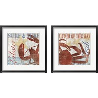 Framed 'Seafood  2 Piece Framed Art Print Set' border=