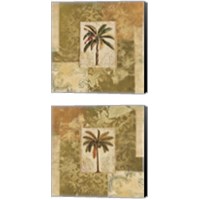Framed 'Palm Patchwork  2 Piece Canvas Print Set' border=